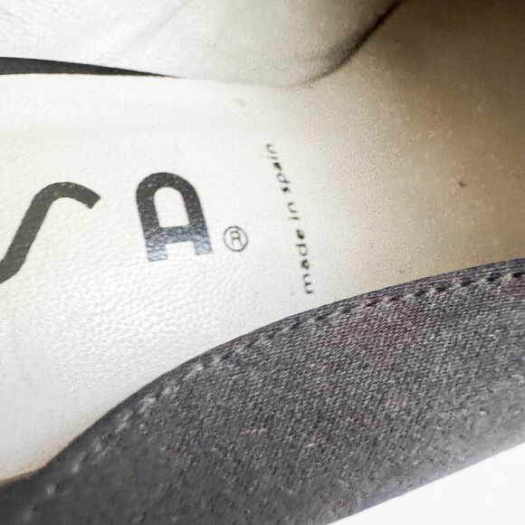 Vintage Unisa Black Satin Horsebit Detail Block Heel Slides 7.5B - Picture 5 of 10